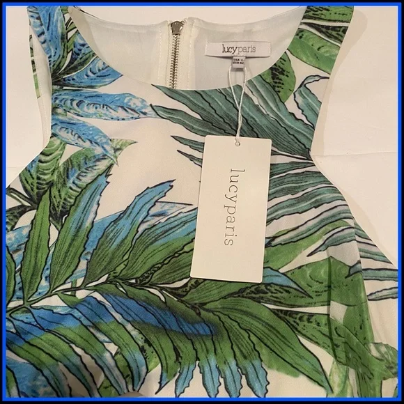 NWT LUCY PARIS GREENLAND TROPICAL CUT OUT DRESS L - Picture 4 of 8
